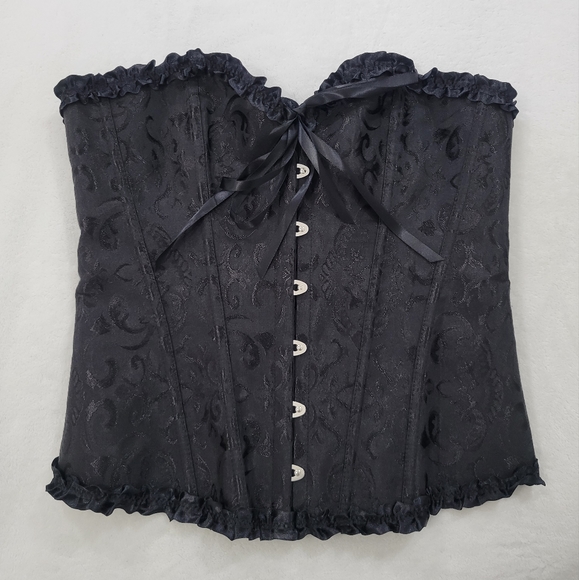 Other - Corset with Ruffle Trim and Lace Up Back in Black Print Women's Size XL